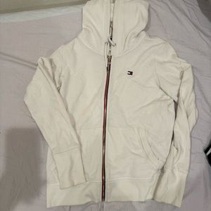 tommy hilfiger white zip up hoodie